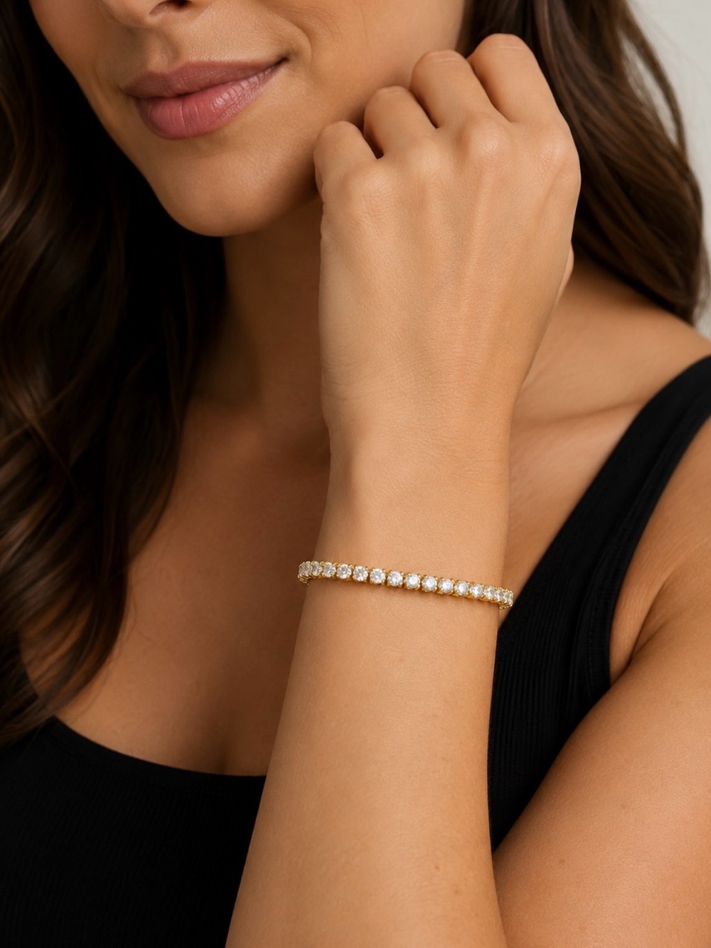18K Yellow Gold Plated Cubic Zirconia Tennis Bracelet